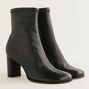 NWT Reformation Presley Stretch Leather Ankle Boots in Black Size 8.5